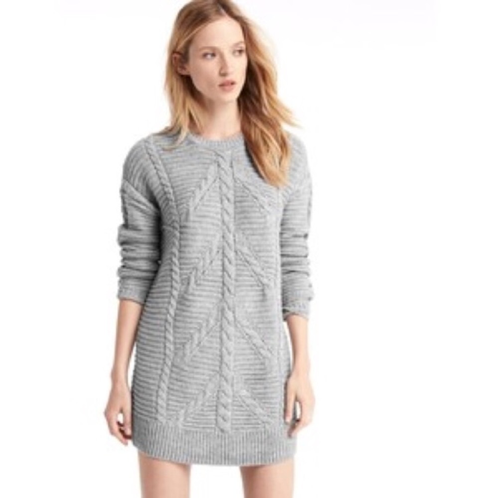 Gap NWT Gray Knit Ribbed Sweater Dress
